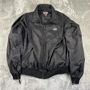VTG Y2K Harley Davidson Black Heated Bomber Jacket Size XL